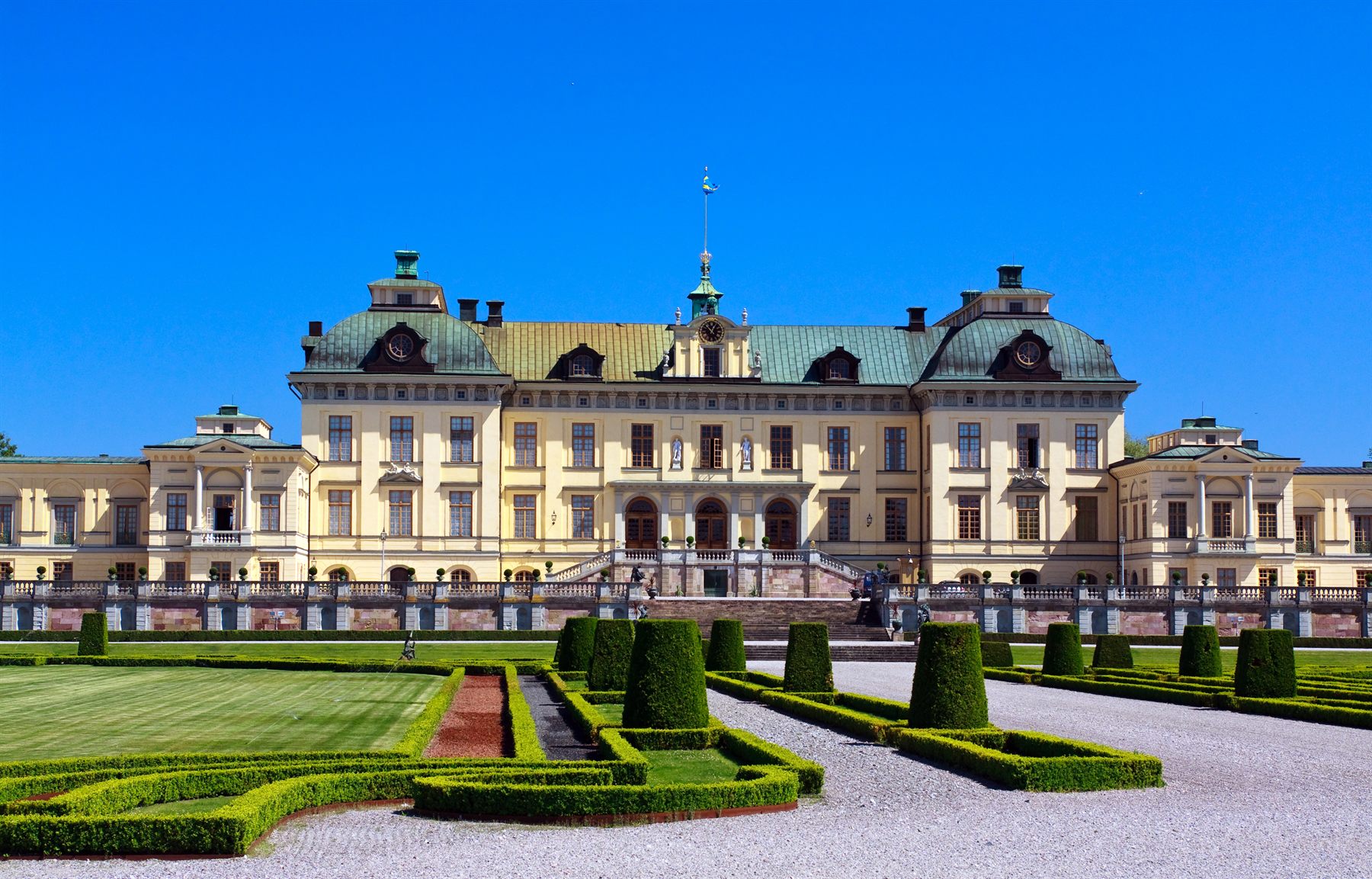 Drottningholm Palace and its formal gardens near Stockholm, Sweden